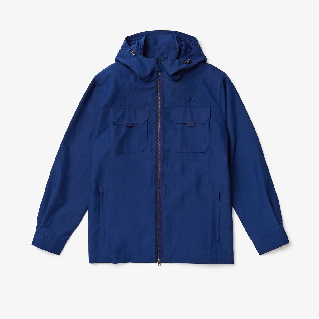 Mens   Lightweight Detachable-Hood Jacket | Lacoste Navy Blue • F9F