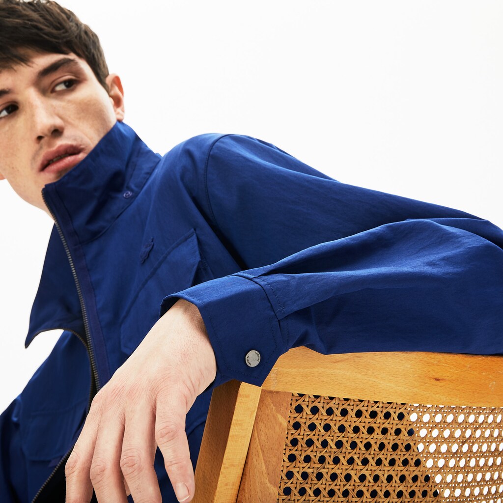 Mens   Lightweight Detachable-Hood Jacket | Lacoste Navy Blue • F9F