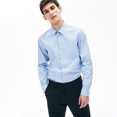 Mens   Textured Cotton Shirt | Lacoste Light Blue / White • Pne