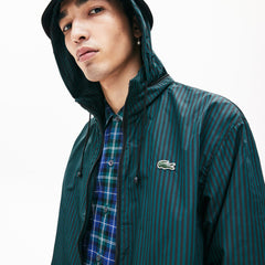 Mens   LIVE Lightweight Striped Zip-Up Jacket | Lacoste Black / Green • Rwl