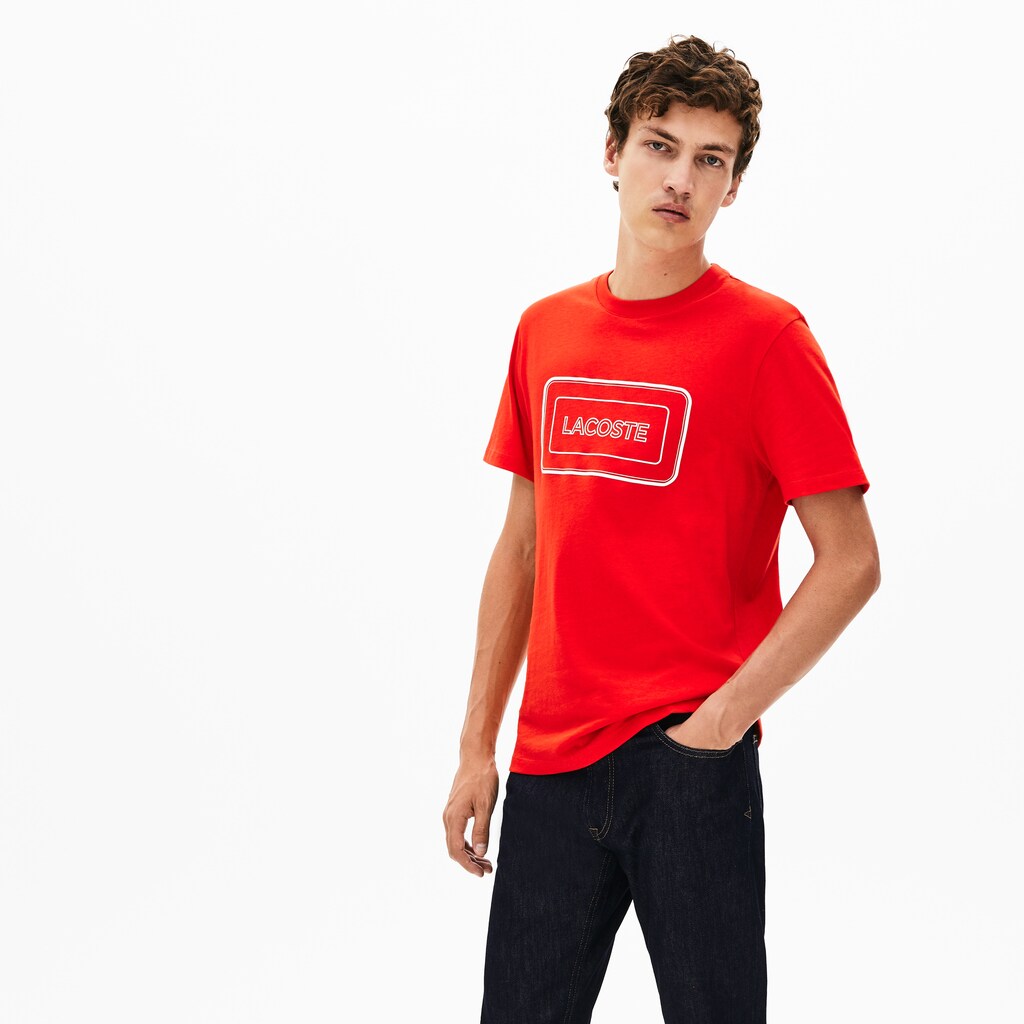 Mens   Reflective Logo Motion Regular Fit Cotton T-shirt | Lacoste Red • S5H