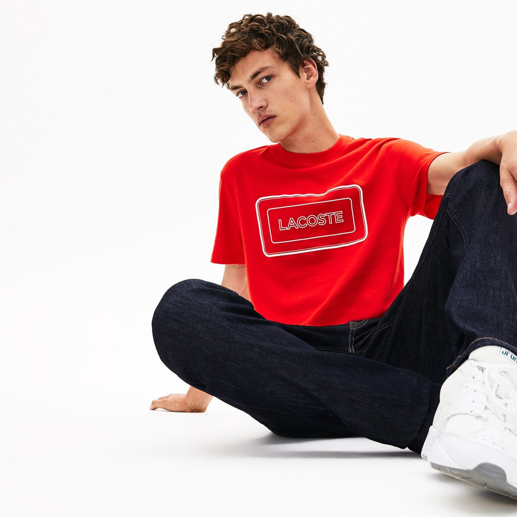 Mens   Reflective Logo Motion Regular Fit Cotton T-shirt | Lacoste Red • S5H