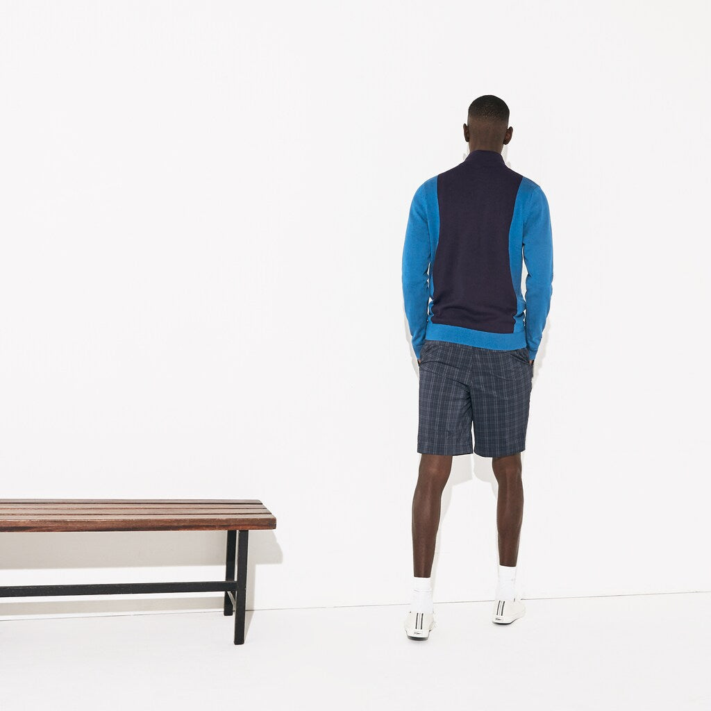 Mens   SPORT Breathable Knit Zip Collar Golf Sweater | Lacoste Navy Blue / Blue / Navy Blue • P1F