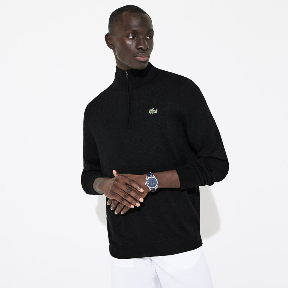 Mens   SPORT Breathable-Knit Zip-Up Golf Sweater | Lacoste Black • 031