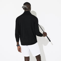Mens   SPORT Breathable-Knit Zip-Up Golf Sweater | Lacoste Black • 031