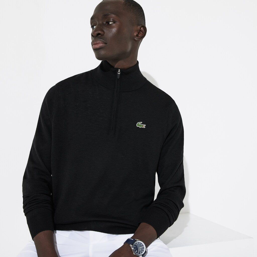 Mens   SPORT Breathable-Knit Zip-Up Golf Sweater | Lacoste Black • 031