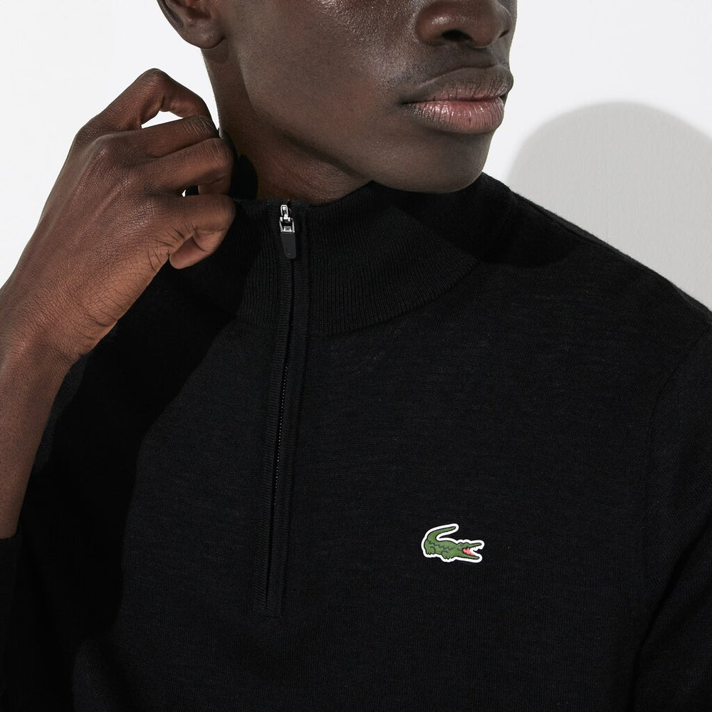 Mens   SPORT Breathable-Knit Zip-Up Golf Sweater | Lacoste Black • 031