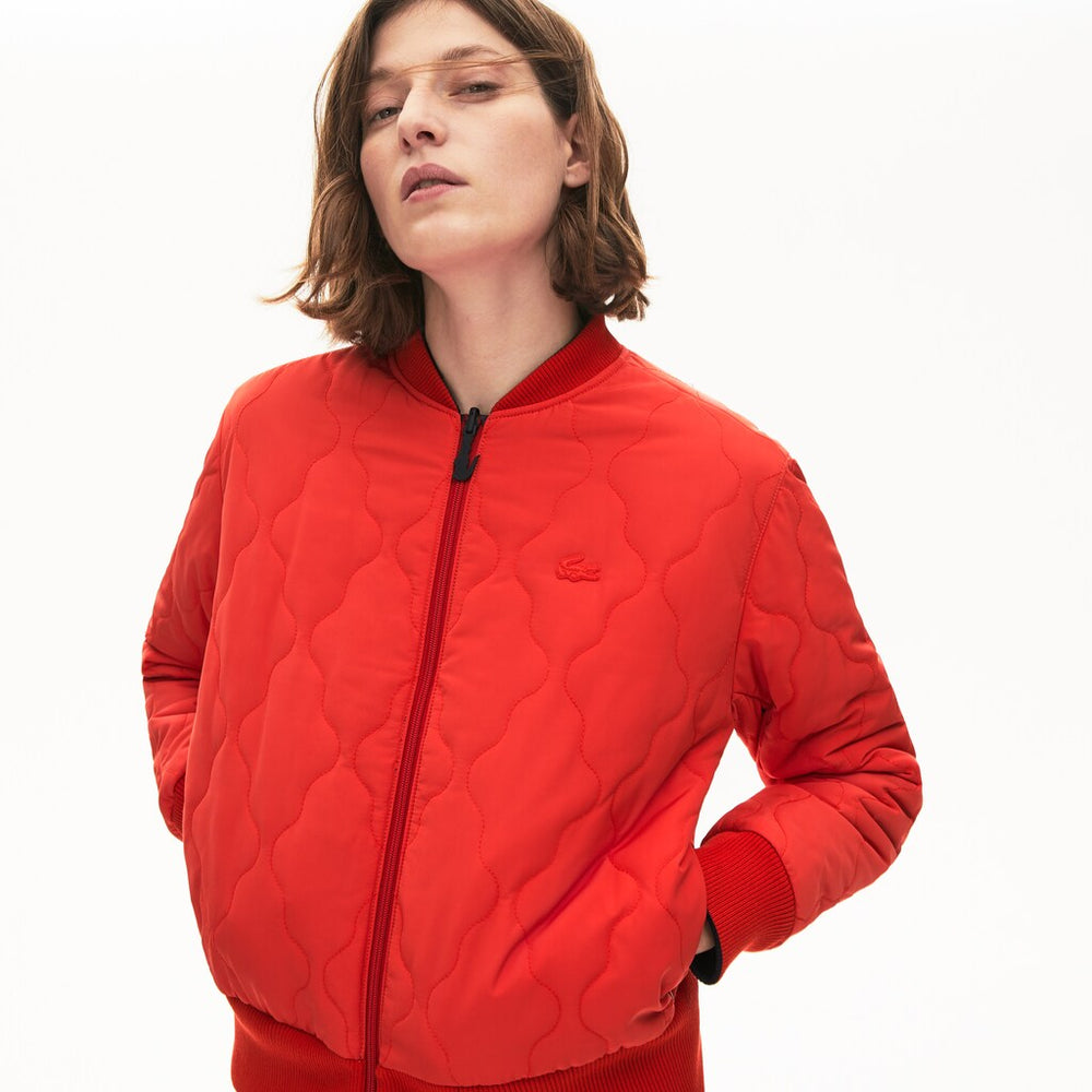 Womens Wo  Reversible Bomber Jacket | Lacoste Navy Blue / Red • X70