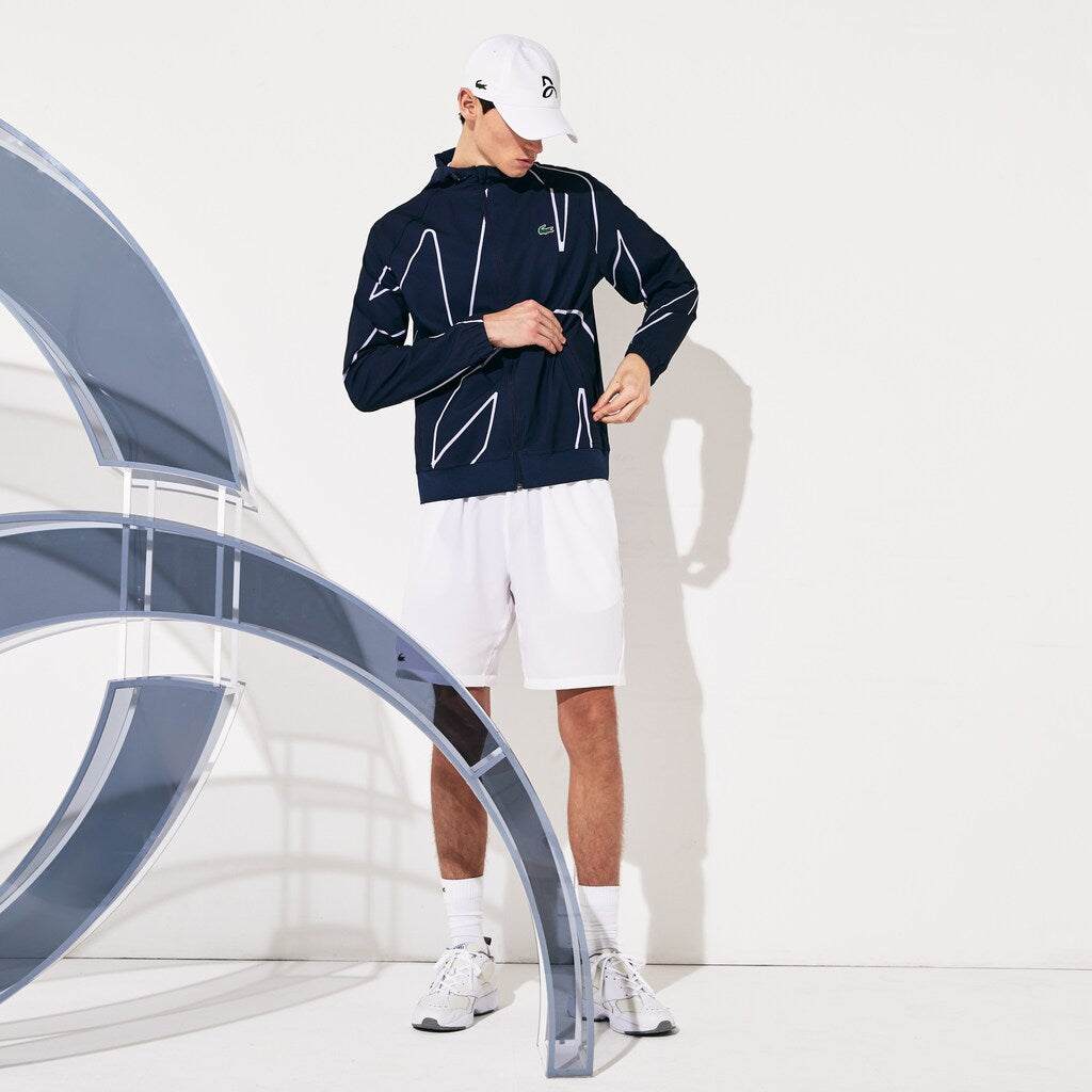 Mens   SPORT French Open Hooded Zip Jacket | Lacoste Navy Blue / White • 525