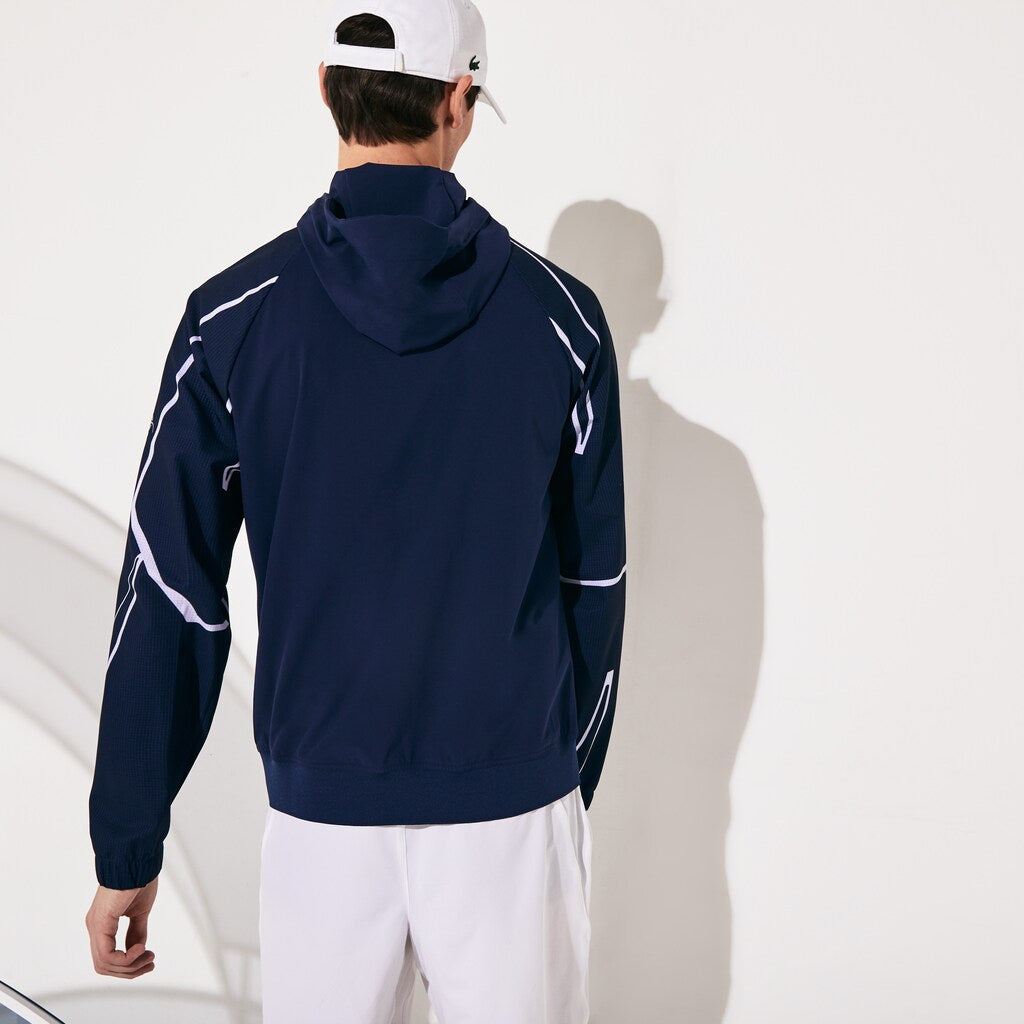 Mens   SPORT French Open Hooded Zip Jacket | Lacoste Navy Blue / White • 525