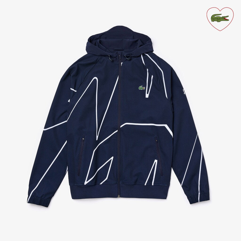 Mens   SPORT French Open Hooded Zip Jacket | Lacoste Navy Blue / White • 525