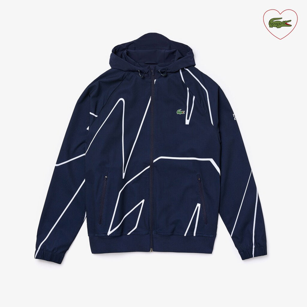 Mens   SPORT French Open Hooded Zip Jacket | Lacoste Navy Blue / White • 525