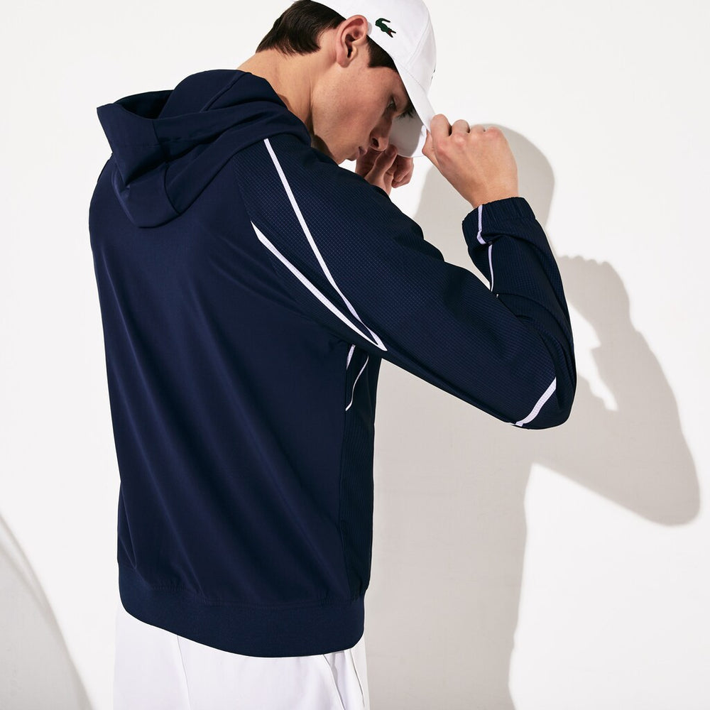 Mens   SPORT French Open Hooded Zip Jacket | Lacoste Navy Blue / White • 525