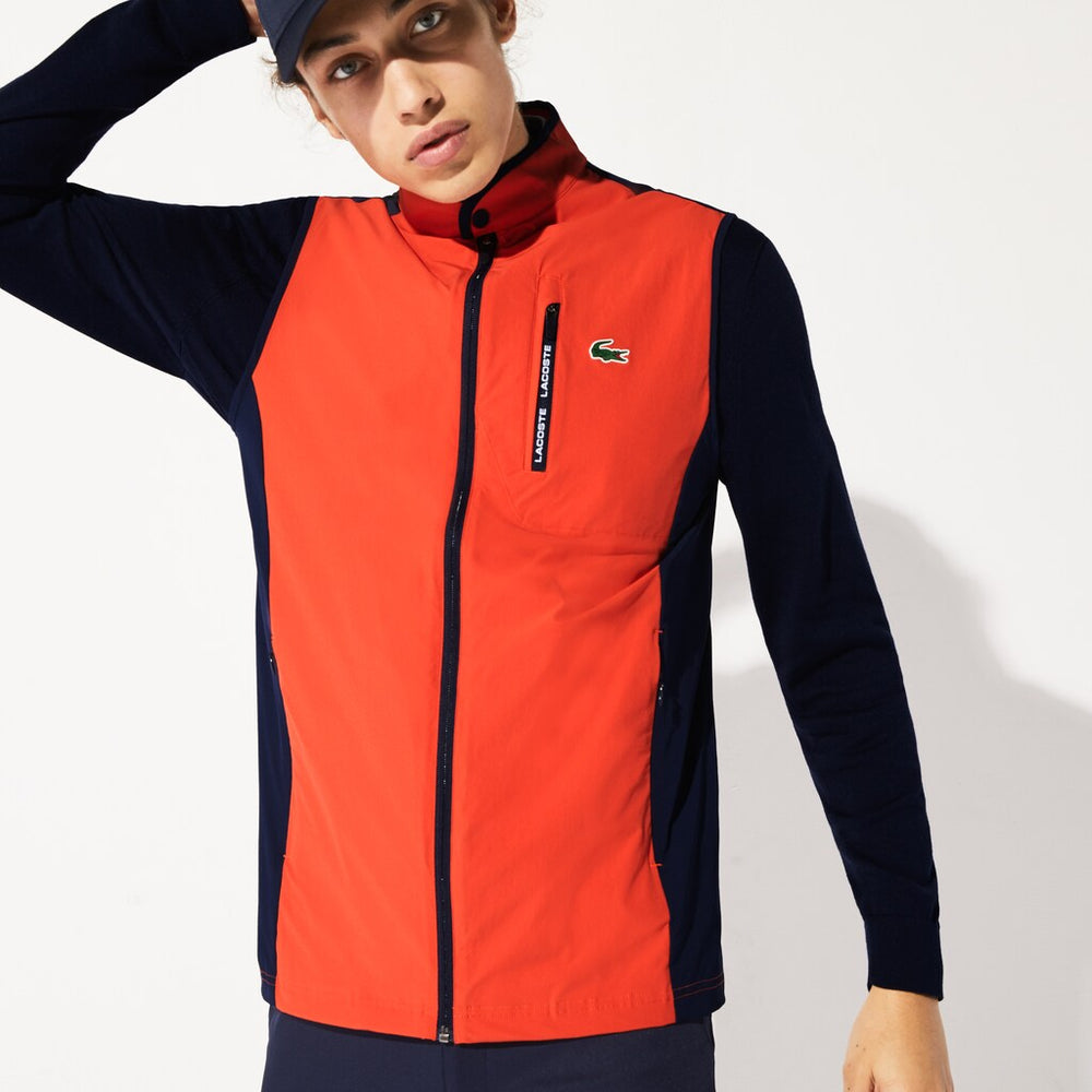 Mens   SPORT Lightweight Water-Resistant Golf Vest | Lacoste Red / Navy Blue • 145