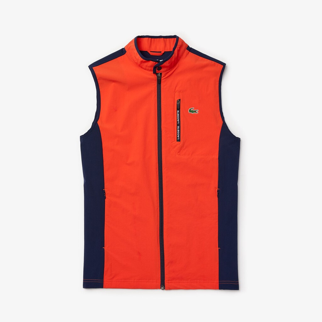 Mens   SPORT Lightweight Water-Resistant Golf Vest | Lacoste Red / Navy Blue • 145