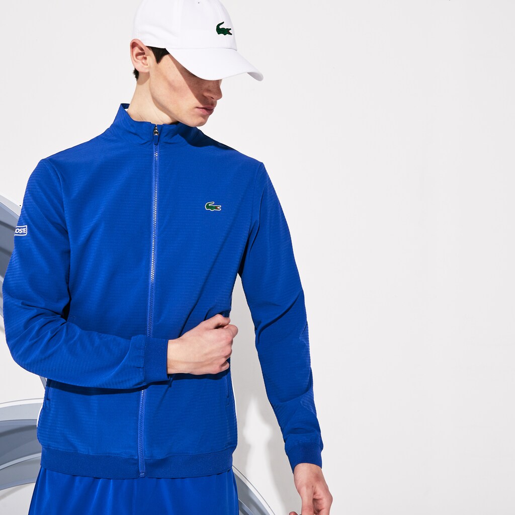 Mens   SPORT Novak Djokovic Textured Zip Jacket | Lacoste Blue / White • L3L