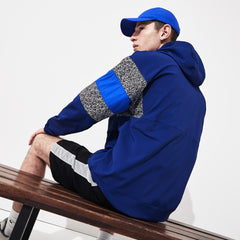 Mens   SPORT Print-Blocked Performance Windbreaker | Lacoste Navy Blue / Black / White / Blue • Yal