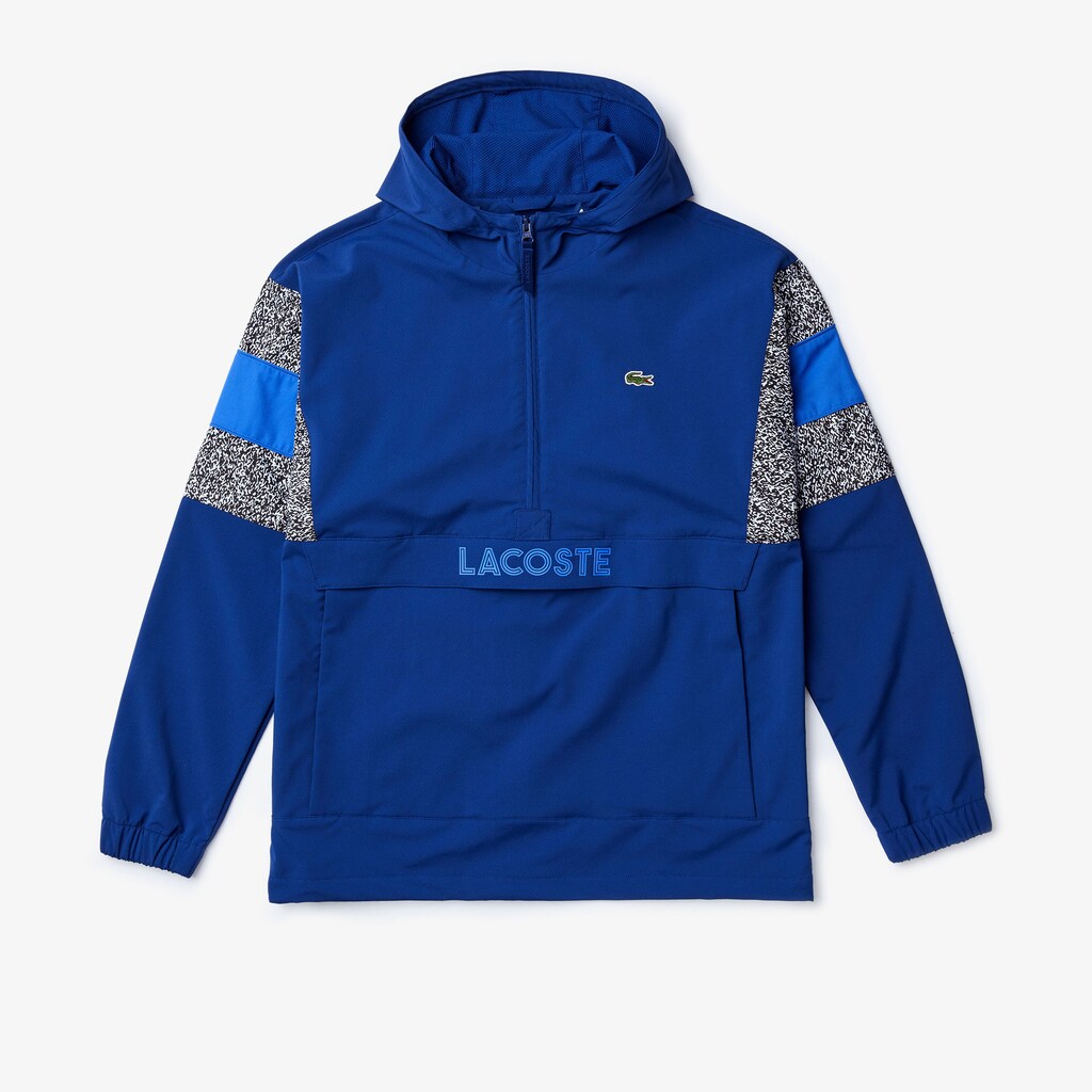 Mens   SPORT Print-Blocked Performance Windbreaker | Lacoste Navy Blue / Black / White / Blue • Yal