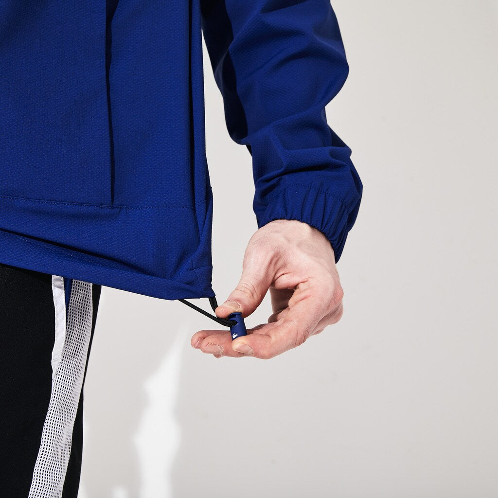 Mens   SPORT Print-Blocked Performance Windbreaker | Lacoste Navy Blue / Black / White / Blue • Yal