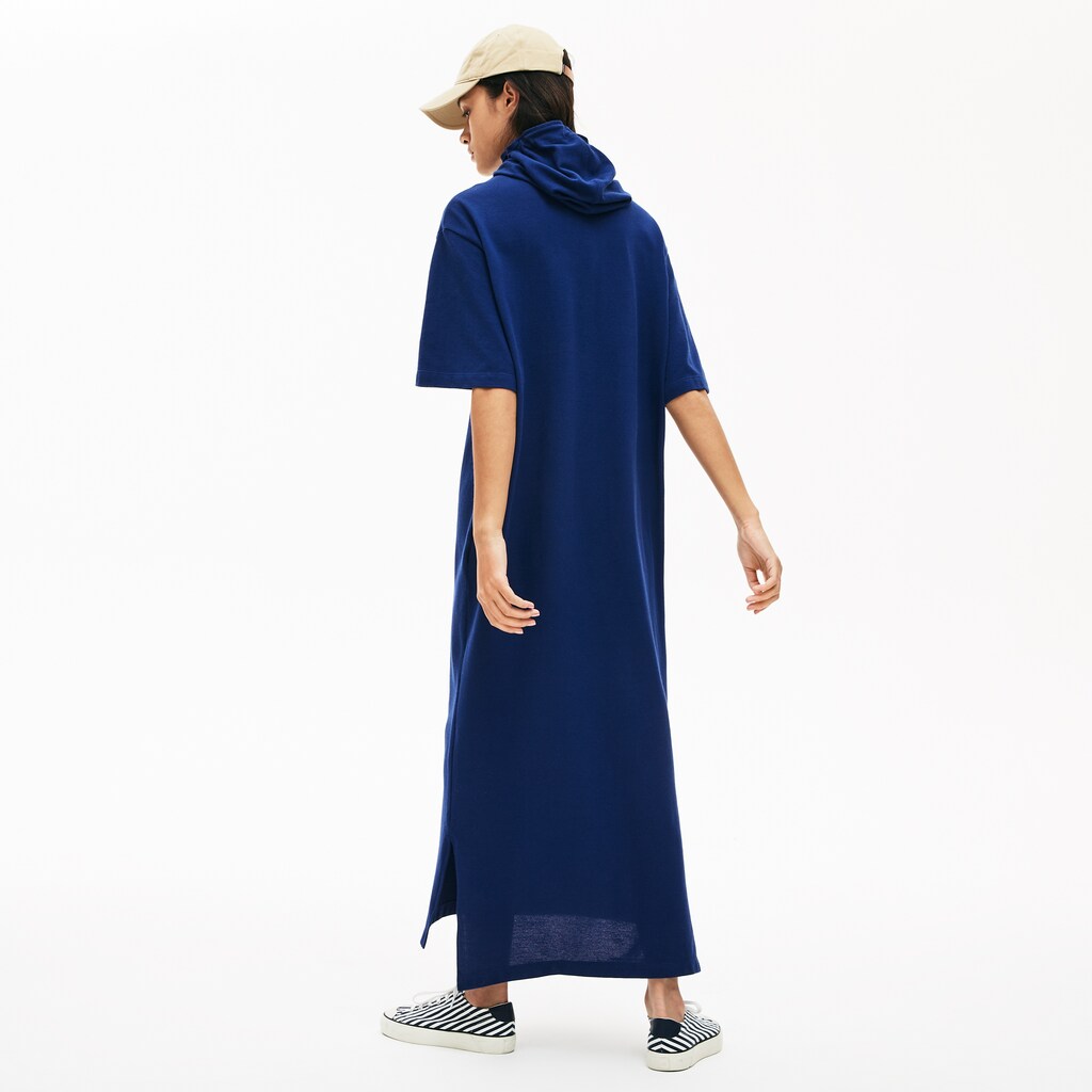 Womens Wo  Oversized Hooded Organic Cotton Piqué Polo Dress | Lacoste Navy Blue • F9F
