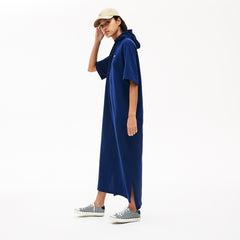 Womens Wo  Oversized Hooded Organic Cotton Piqué Polo Dress | Lacoste Navy Blue • F9F
