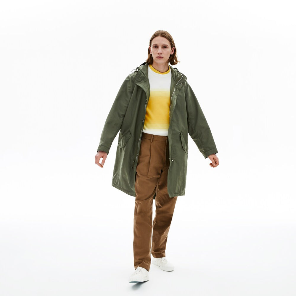 Mens   Ultra-Light Hooded Long Parka | Lacoste Khaki Green • Xzd