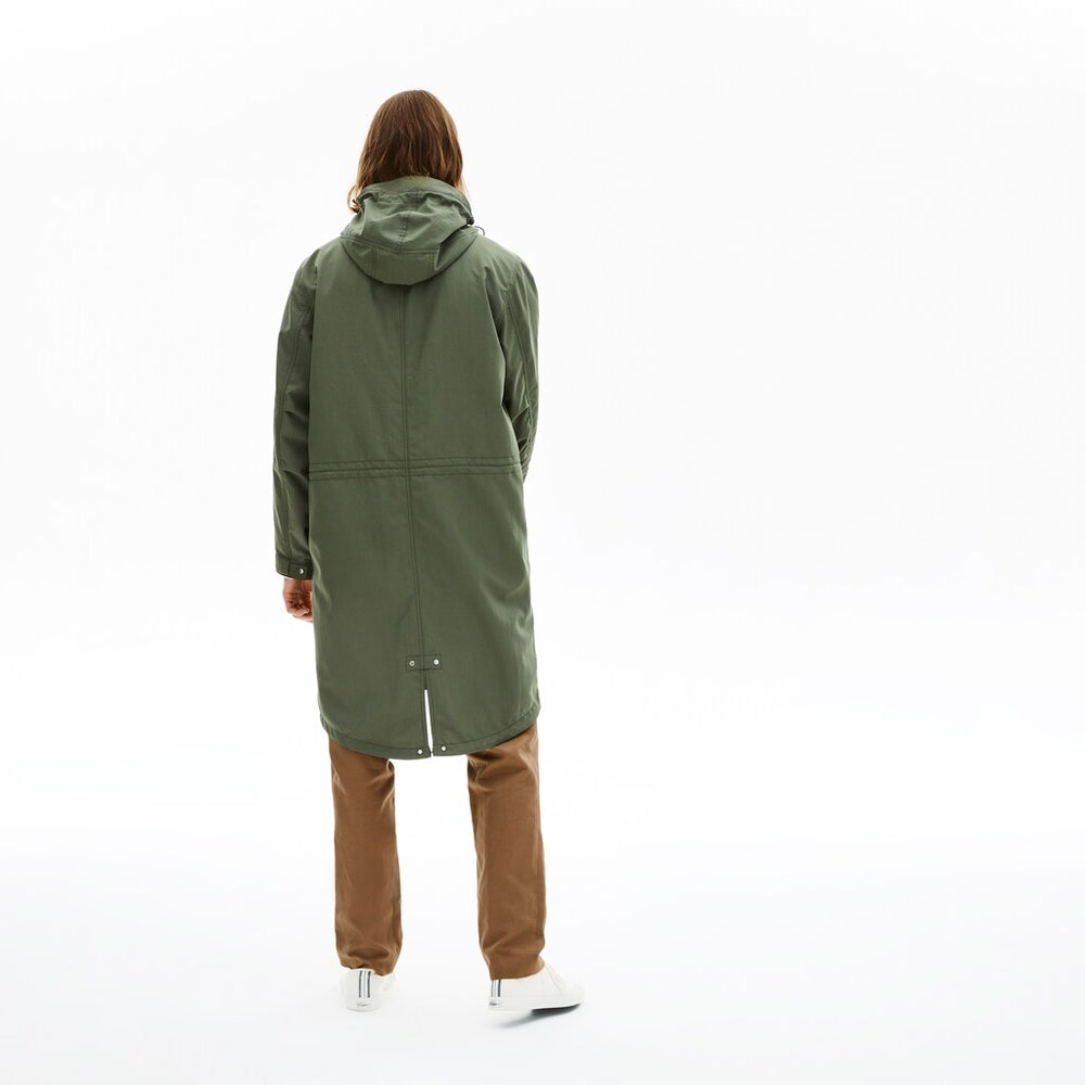 Mens   Ultra-Light Hooded Long Parka | Lacoste Khaki Green • Xzd