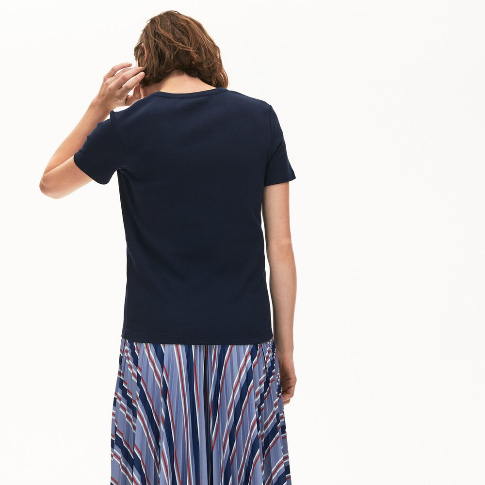 Womens Wo  Soft Cotton V-Neck T-Shirt | Lacoste Navy Blue • 166