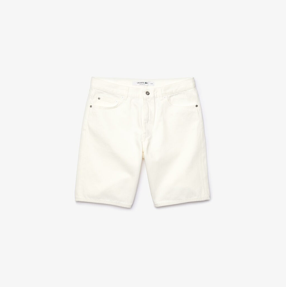 Mens   Regular Fit Five-Pocket Denim Shorts | Lacoste White • 70V