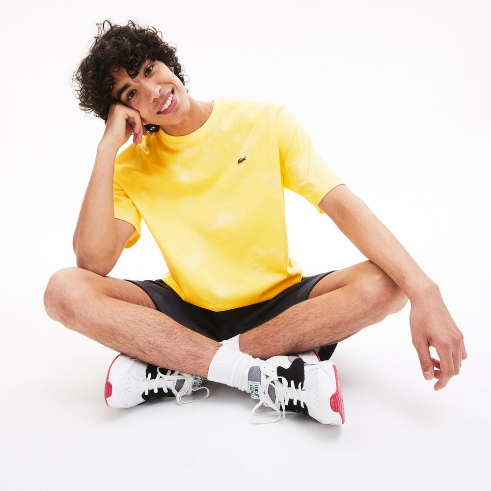 Mens   LIVE Loose Fit Tie-Dye Cotton Jersey T-shirt | Lacoste Yellow • Sw2