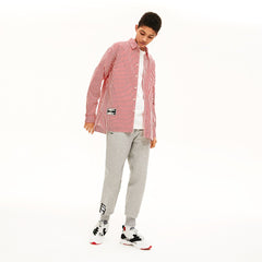 Mens/Womens Unisex LIVE Boxy-Fit Striped Cotton Shirt | Lacoste White / Red • Xg4