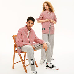 Mens/Womens Unisex LIVE Boxy-Fit Striped Cotton Shirt | Lacoste White / Red • Xg4