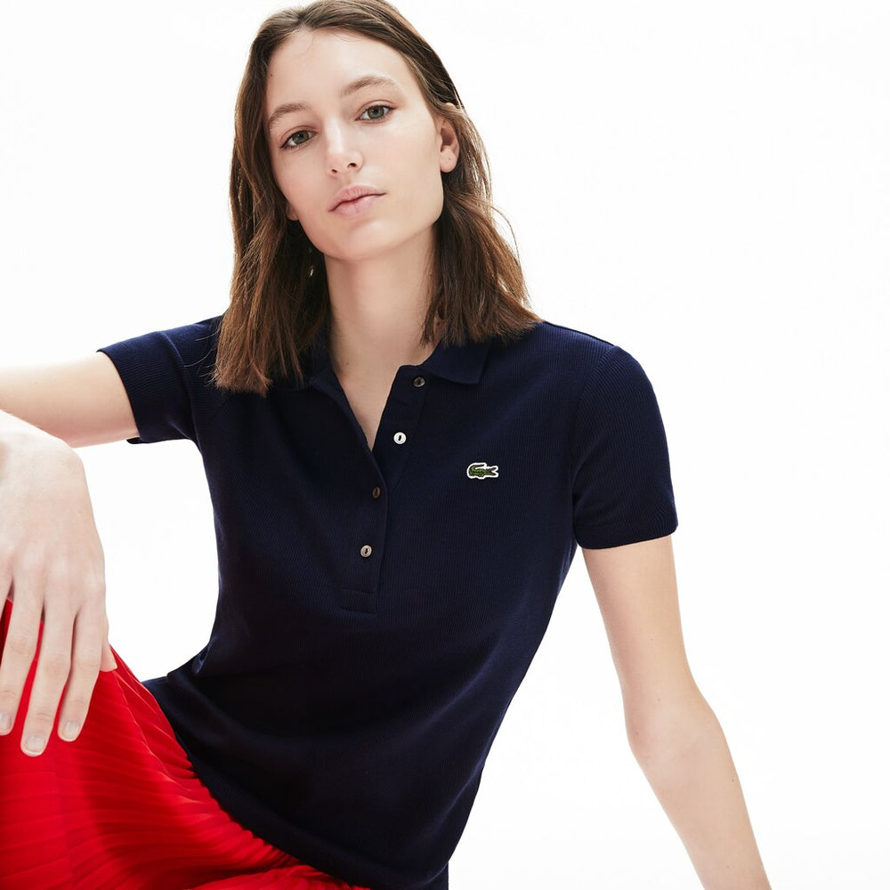 Womens Wo  Ribbed Cotton Polo | Lacoste Navy Blue • 166