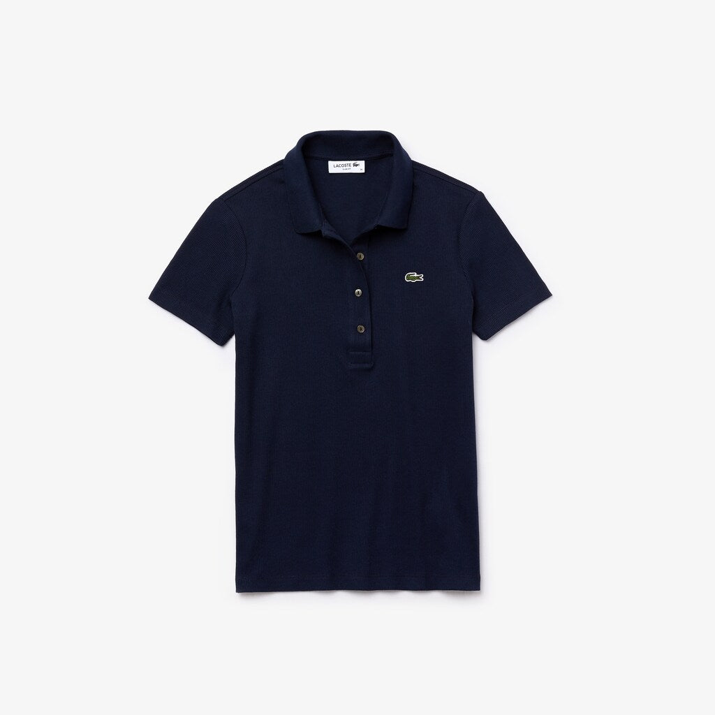 Womens Wo  Ribbed Cotton Polo | Lacoste Navy Blue • 166