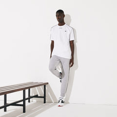 Mens   SPORT Piped-Seam Cotton T-Shirt | Lacoste White / Black / White • Bld