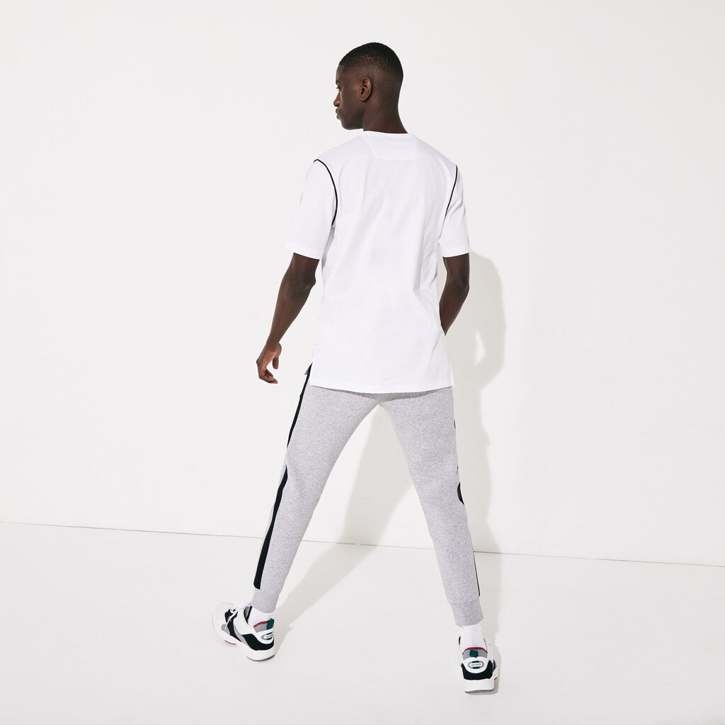 Mens   SPORT Piped-Seam Cotton T-Shirt | Lacoste White / Black / White • Bld