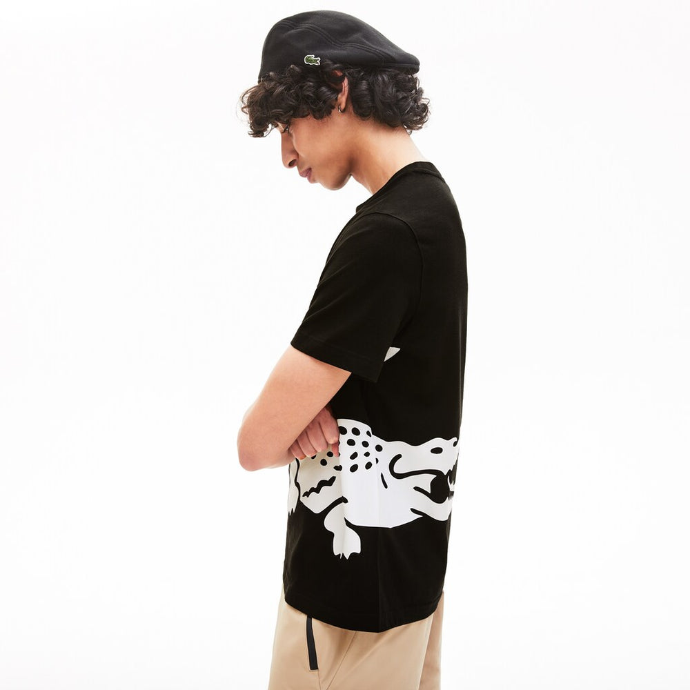 Mens   Oversize Croc Crew Neck Jersey T-shirt | Lacoste Black • 031