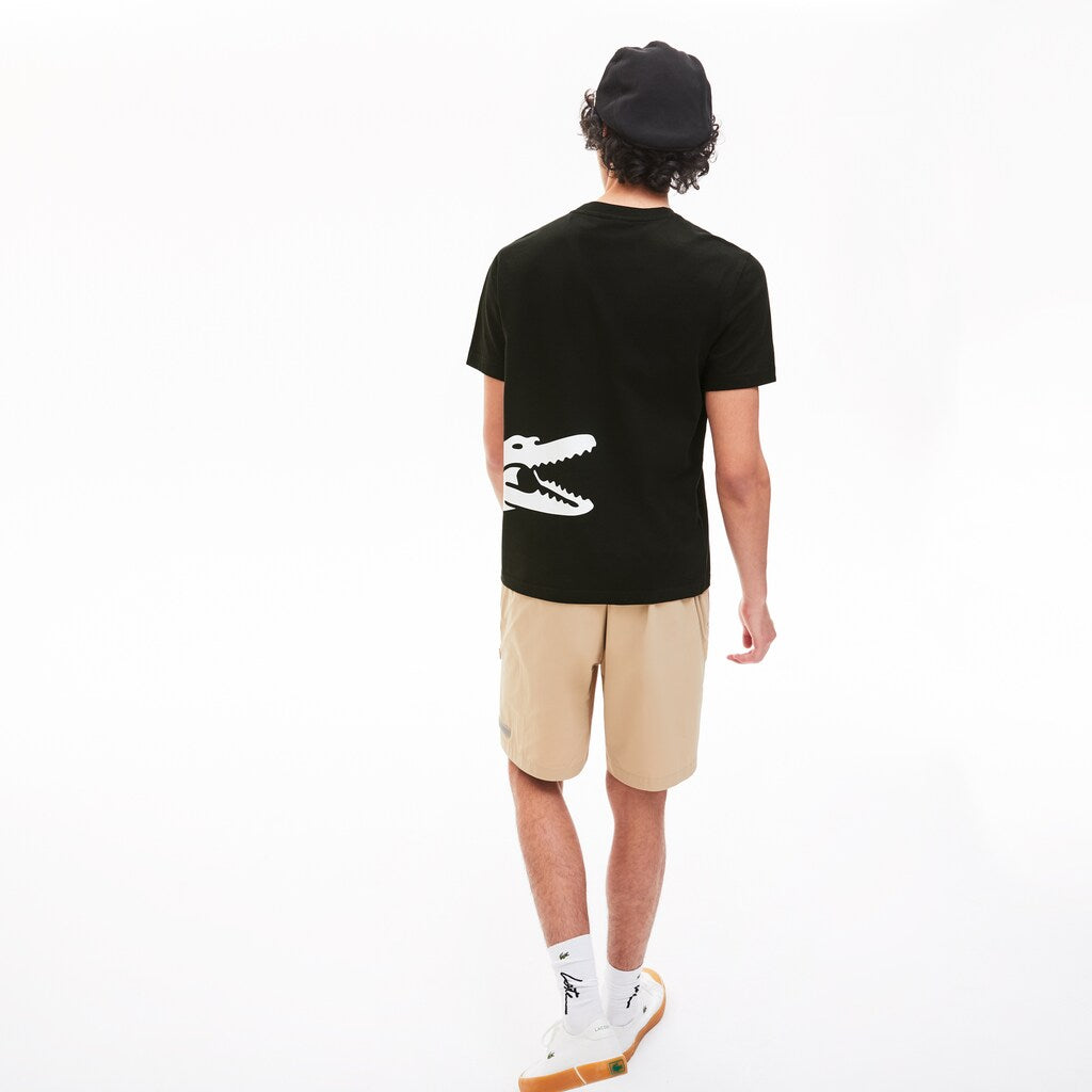 Mens   Oversize Croc Crew Neck Jersey T-shirt | Lacoste Black • 031