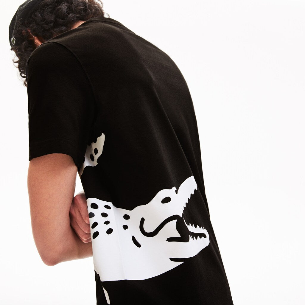 Mens   Oversize Croc Crew Neck Jersey T-shirt | Lacoste Black • 031
