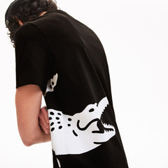 Mens   Oversize Croc Crew Neck Jersey T-shirt | Lacoste Black • 031