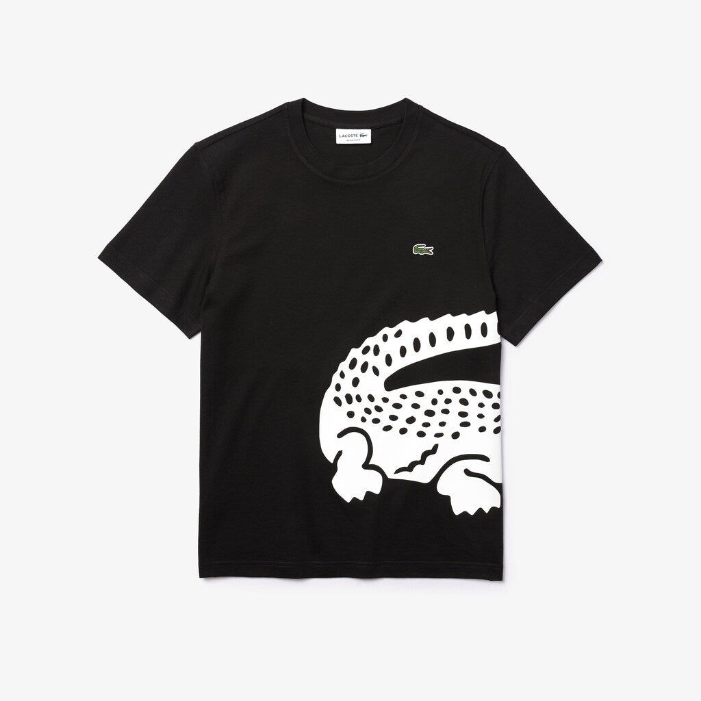 Mens   Oversize Croc Crew Neck Jersey T-shirt | Lacoste Black • 031