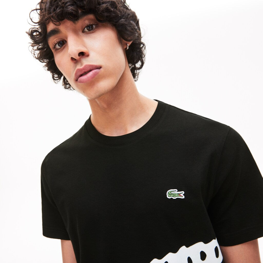 Mens   Oversize Croc Crew Neck Jersey T-shirt | Lacoste Black • 031