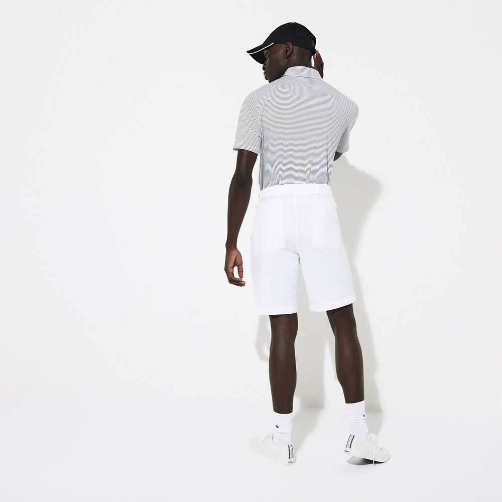 Mens   SPORT Breathable Stretch Golf Bermudas | Lacoste White • 001