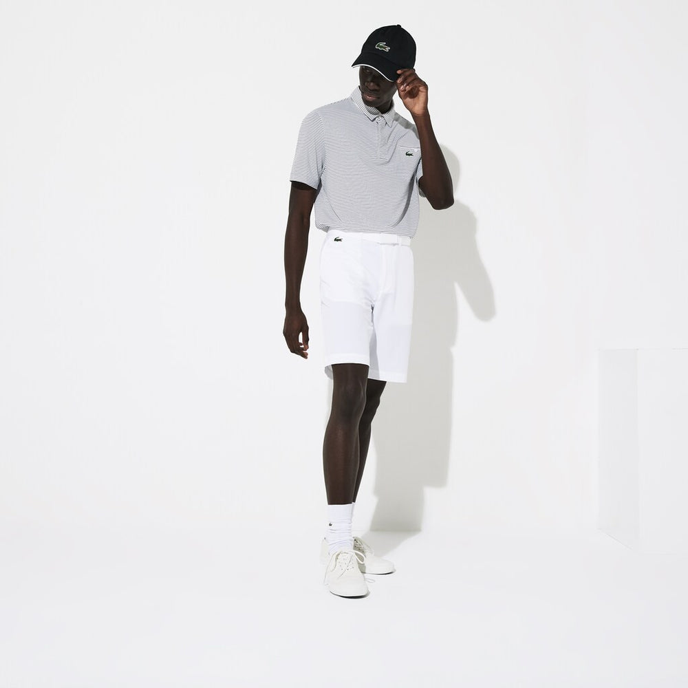 Mens   SPORT Breathable Stretch Golf Bermudas | Lacoste White • 001