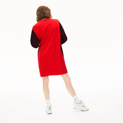 Womens Wo  Colorblock Fleece Sweatshirt Dress | Lacoste Bordeaux / Beige / Red • R9B