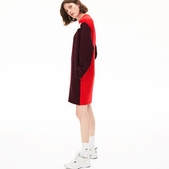 Womens Wo  Colorblock Fleece Sweatshirt Dress | Lacoste Bordeaux / Beige / Red • R9B