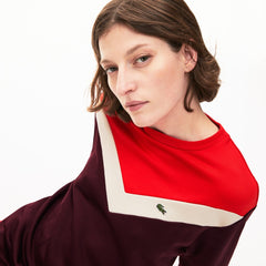 Womens Wo  Colorblock Fleece Sweatshirt Dress | Lacoste Bordeaux / Beige / Red • R9B