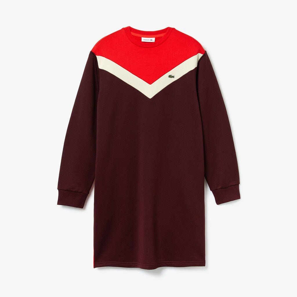 Womens Wo  Colorblock Fleece Sweatshirt Dress | Lacoste Bordeaux / Beige / Red • R9B