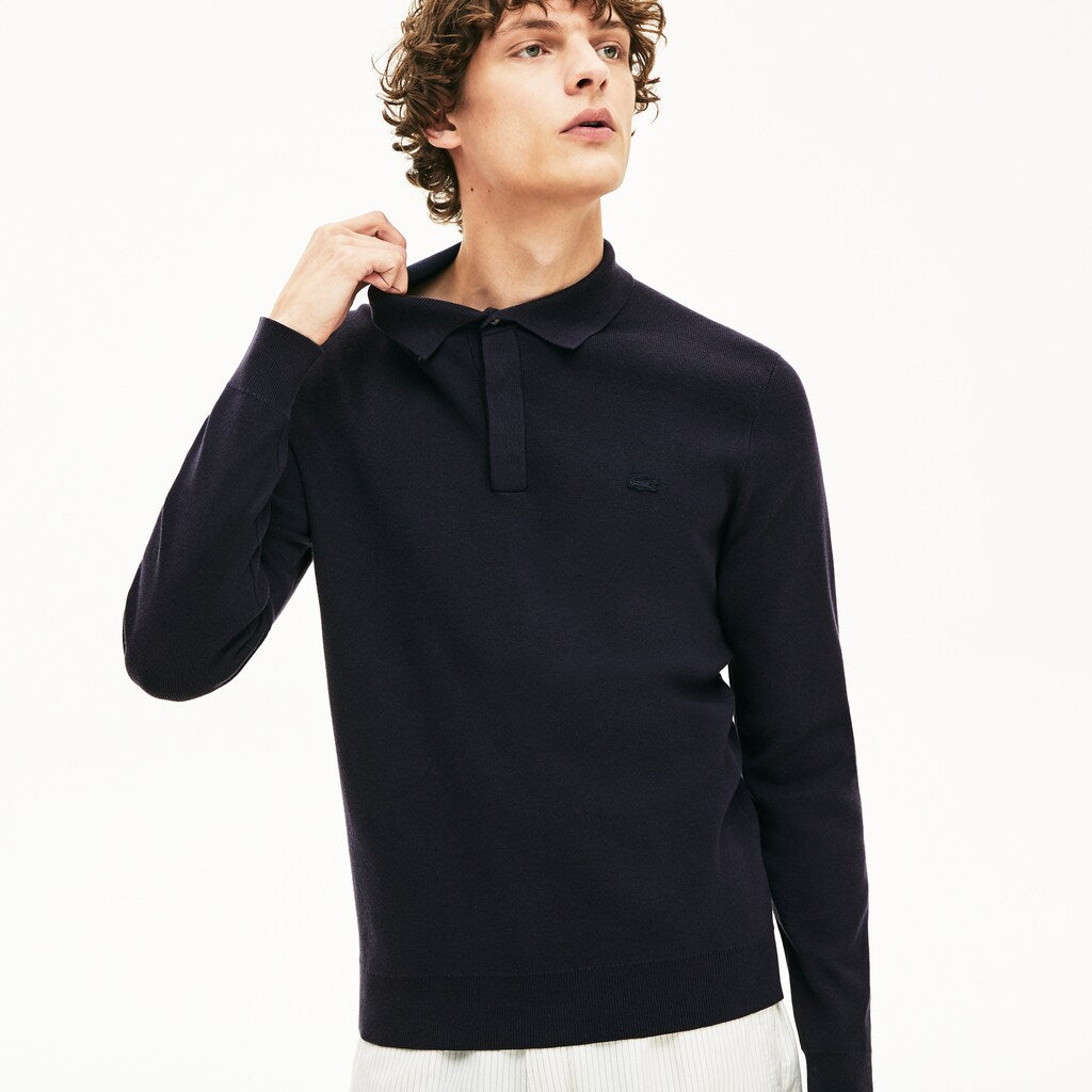 Mens   Cotton And Silk Blend Sweater | Lacoste Navy Blue • Mxq