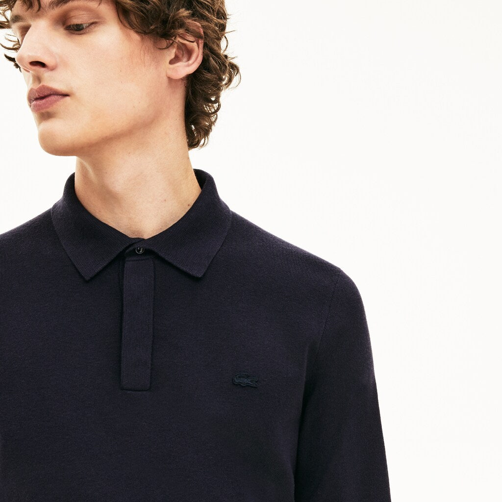 Mens   Cotton And Silk Blend Sweater | Lacoste Navy Blue • Mxq